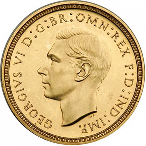 Half Sovereign Obverse Image minted in UNITED KINGDOM in 1937 (1937-52 - George VI)  - The Coin Database