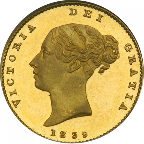 Half Sovereign Obverse Image minted in UNITED KINGDOM in 1839 (1837-01  -  Victoria)  - The Coin Database
