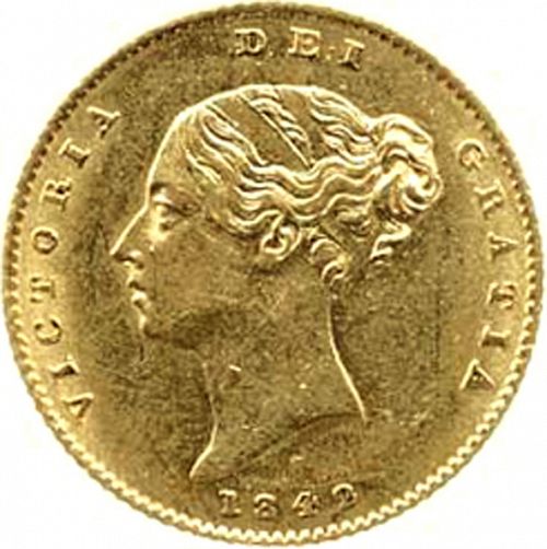 Half Sovereign Obverse Image minted in UNITED KINGDOM in 1842 (1837-01  -  Victoria)  - The Coin Database