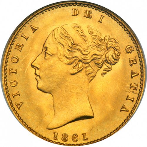 Half Sovereign Obverse Image minted in UNITED KINGDOM in 1861 (1837-01  -  Victoria)  - The Coin Database