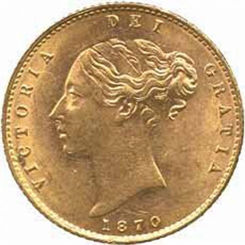 Half Sovereign Obverse Image minted in UNITED KINGDOM in 1870 (1837-01  -  Victoria)  - The Coin Database