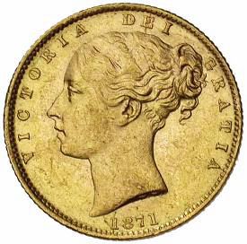 Half Sovereign Obverse Image minted in UNITED KINGDOM in 1871 (1837-01  -  Victoria)  - The Coin Database