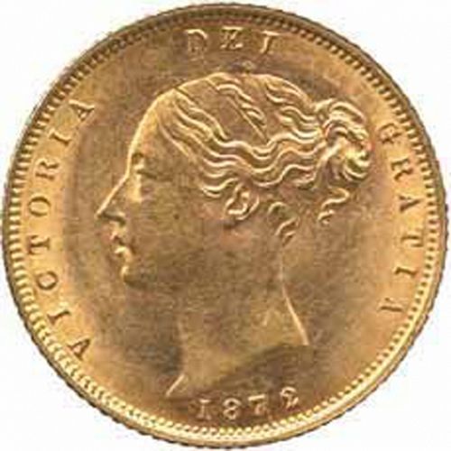 Half Sovereign Obverse Image minted in UNITED KINGDOM in 1872 (1837-01  -  Victoria)  - The Coin Database