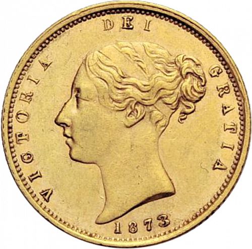 Half Sovereign Obverse Image minted in UNITED KINGDOM in 1873 (1837-01  -  Victoria)  - The Coin Database