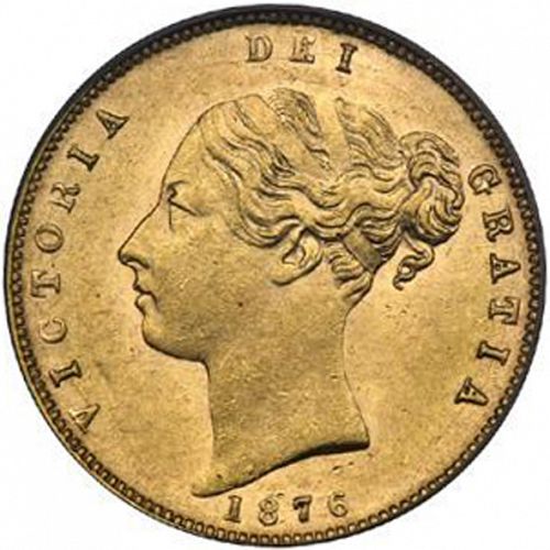 Half Sovereign Obverse Image minted in UNITED KINGDOM in 1876 (1837-01  -  Victoria)  - The Coin Database