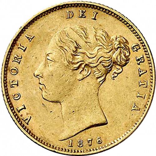 Half Sovereign Obverse Image minted in UNITED KINGDOM in 1876 (1837-01  -  Victoria)  - The Coin Database