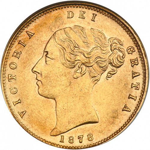 Half Sovereign Obverse Image minted in UNITED KINGDOM in 1878 (1837-01  -  Victoria)  - The Coin Database