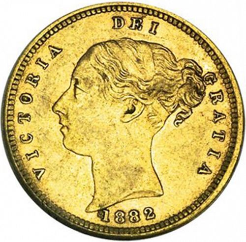 Half Sovereign Obverse Image minted in UNITED KINGDOM in 1882M (1837-01  -  Victoria)  - The Coin Database