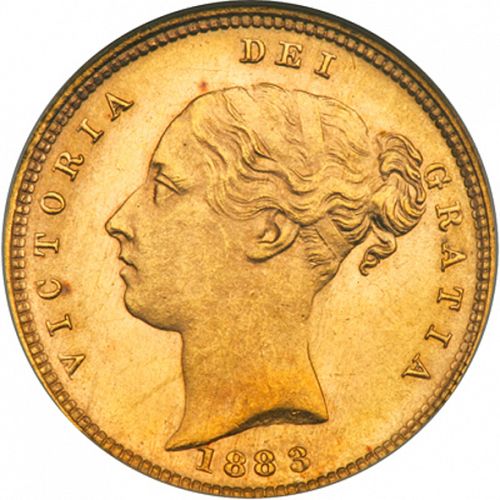 Half Sovereign Obverse Image minted in UNITED KINGDOM in 1883 (1837-01  -  Victoria)  - The Coin Database