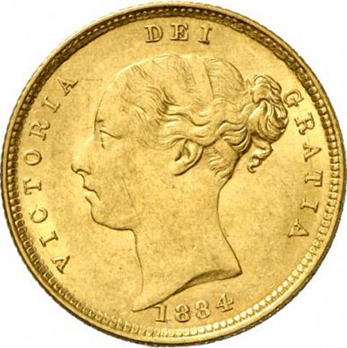 Half Sovereign Obverse Image minted in UNITED KINGDOM in 1884 (1837-01  -  Victoria)  - The Coin Database