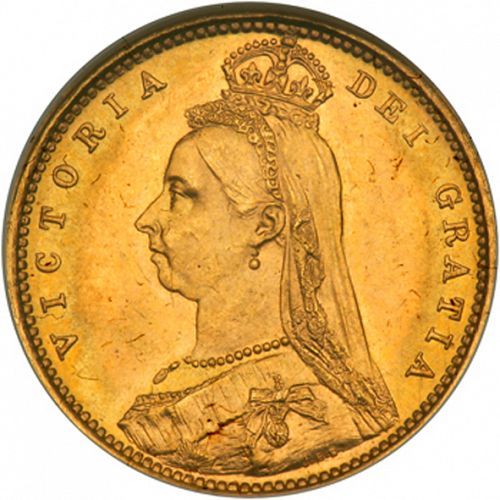 Half Sovereign Obverse Image minted in UNITED KINGDOM in 1887M (1837-01  -  Victoria)  - The Coin Database