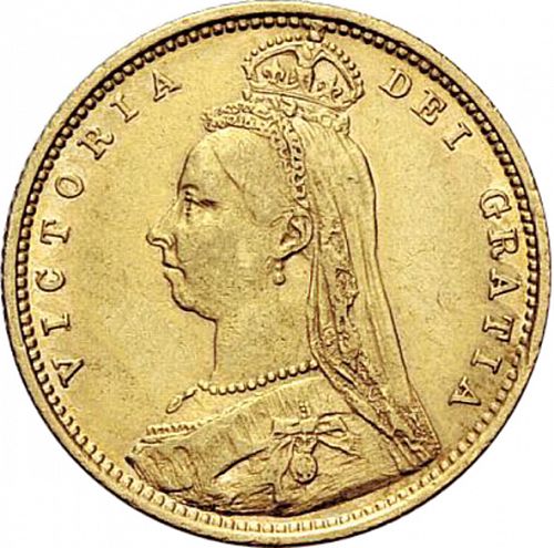 Half Sovereign Obverse Image minted in UNITED KINGDOM in 1892 (1837-01  -  Victoria)  - The Coin Database