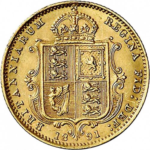 Half Sovereign Reverse Image minted in UNITED KINGDOM in 1891 (1837-01  -  Victoria)  - The Coin Database