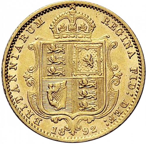 Half Sovereign Reverse Image minted in UNITED KINGDOM in 1892 (1837-01  -  Victoria)  - The Coin Database