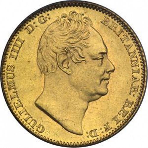 Half Sovereign Obverse Image minted in UNITED KINGDOM in 1834 (1830-37 - William IV)  - The Coin Database