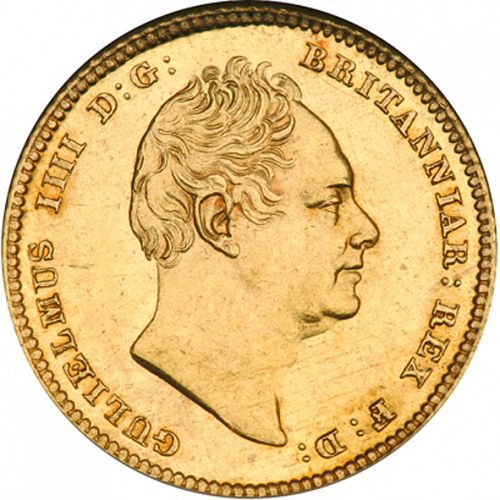 Half Sovereign Obverse Image minted in UNITED KINGDOM in 1835 (1830-37 - William IV)  - The Coin Database