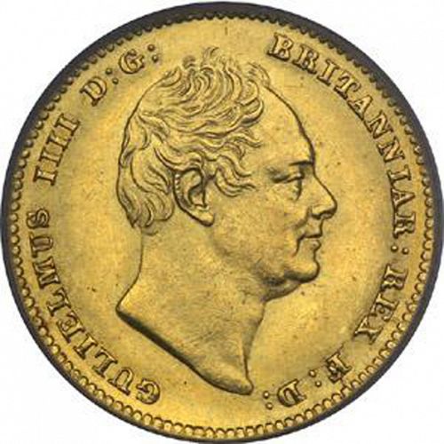 Half Sovereign Obverse Image minted in UNITED KINGDOM in 1836 (1830-37 - William IV)  - The Coin Database