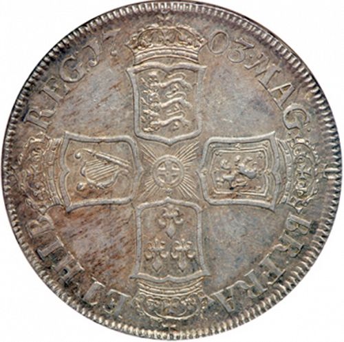 Halfcrown Reverse Image minted in UNITED KINGDOM in 1703 (1701-14 - Anne)  - The Coin Database