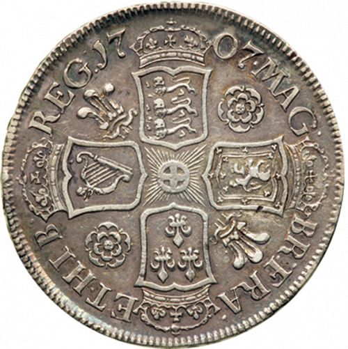 Halfcrown Reverse Image minted in UNITED KINGDOM in 1707 (1701-14 - Anne)  - The Coin Database