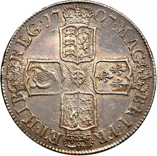 Halfcrown Reverse Image minted in UNITED KINGDOM in 1707 (1701-14 - Anne)  - The Coin Database