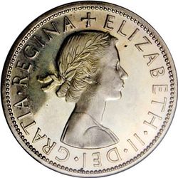 Halfcrown Obverse Image minted in UNITED KINGDOM in 1957 (1953-70  -  Elizabeth II)  - The Coin Database