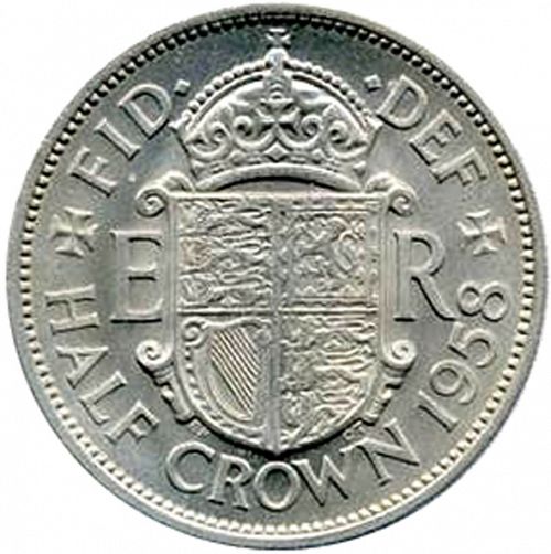 Halfcrown Reverse Image minted in UNITED KINGDOM in 1958 (1953-70  -  Elizabeth II)  - The Coin Database