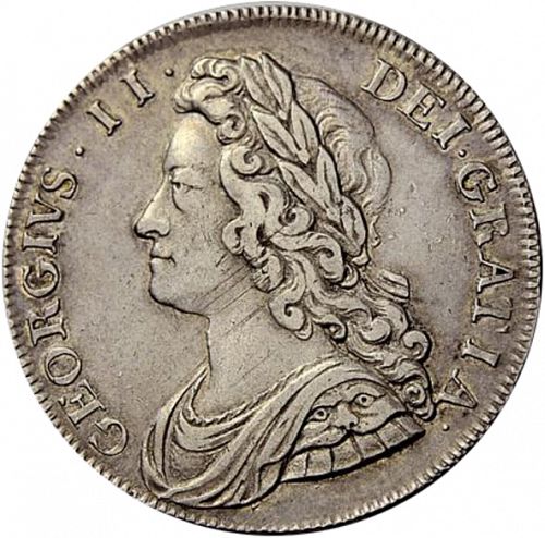 Halfcrown Obverse Image minted in UNITED KINGDOM in 1732 (1727-60 - George II)  - The Coin Database