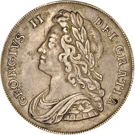 Halfcrown Obverse Image minted in UNITED KINGDOM in 1741 (1727-60 - George II)  - The Coin Database