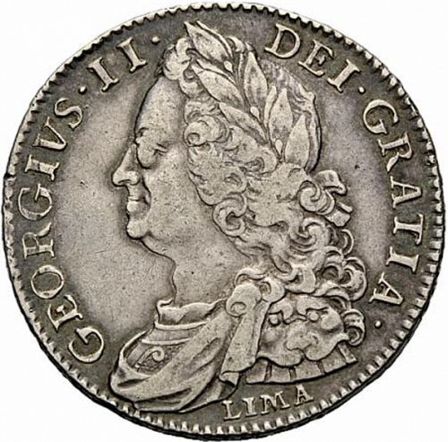 Halfcrown Obverse Image minted in UNITED KINGDOM in 1746 (1727-60 - George II)  - The Coin Database