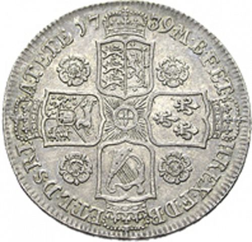Halfcrown Reverse Image minted in UNITED KINGDOM in 1739 (1727-60 - George II)  - The Coin Database