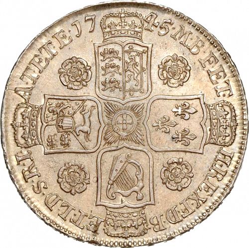 Halfcrown Reverse Image minted in UNITED KINGDOM in 1745 (1727-60 - George II)  - The Coin Database