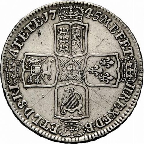 Halfcrown Reverse Image minted in UNITED KINGDOM in 1745 (1727-60 - George II)  - The Coin Database