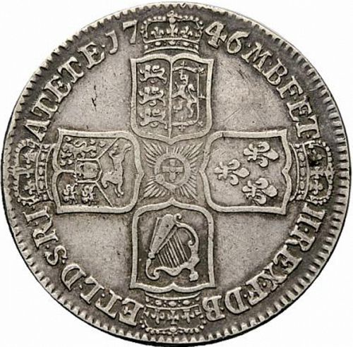 Halfcrown Reverse Image minted in UNITED KINGDOM in 1746 (1727-60 - George II)  - The Coin Database