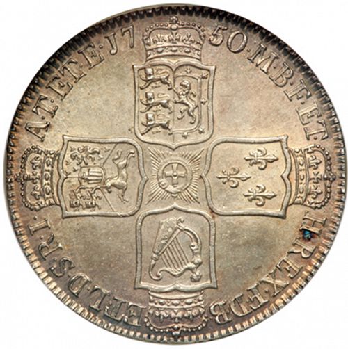 Halfcrown Reverse Image minted in UNITED KINGDOM in 1750 (1727-60 - George II)  - The Coin Database