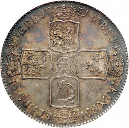 Halfcrown Reverse Image minted in UNITED KINGDOM in 1751 (1727-60 - George II)  - The Coin Database