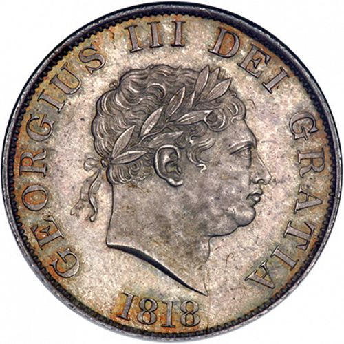 Halfcrown Obverse Image minted in UNITED KINGDOM in 1818 (1760-20 - George III - New coinage)  - The Coin Database