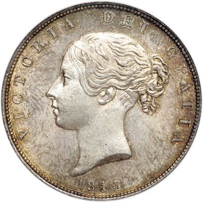 Halfcrown Obverse Image minted in UNITED KINGDOM in 1843 (1837-01  -  Victoria)  - The Coin Database