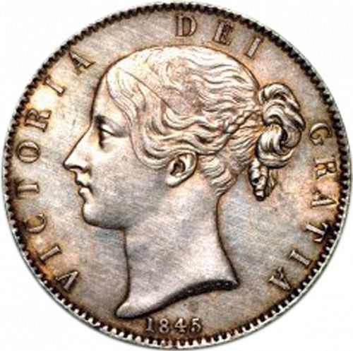 Halfcrown Obverse Image minted in UNITED KINGDOM in 1845 (1837-01  -  Victoria)  - The Coin Database