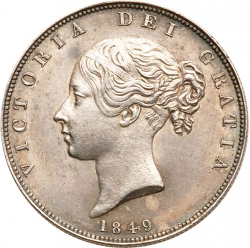 Halfcrown Obverse Image minted in UNITED KINGDOM in 1849 (1837-01  -  Victoria)  - The Coin Database