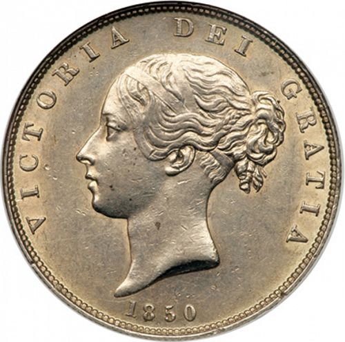 Halfcrown Obverse Image minted in UNITED KINGDOM in 1850 (1837-01  -  Victoria)  - The Coin Database