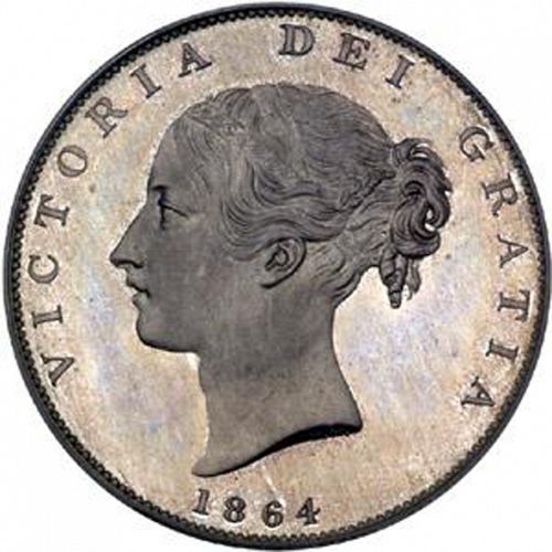 Halfcrown Obverse Image minted in UNITED KINGDOM in 1864 (1837-01  -  Victoria)  - The Coin Database