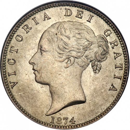 Halfcrown Obverse Image minted in UNITED KINGDOM in 1874 (1837-01  -  Victoria)  - The Coin Database