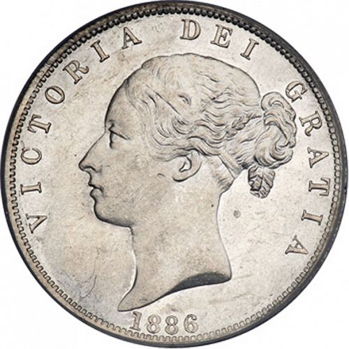 Halfcrown Obverse Image minted in UNITED KINGDOM in 1886 (1837-01  -  Victoria)  - The Coin Database
