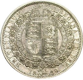 Halfcrown Reverse Image minted in UNITED KINGDOM in 1889 (1837-01  -  Victoria)  - The Coin Database