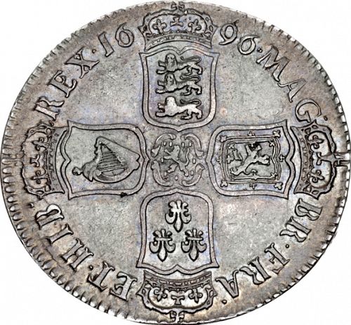 Halfcrown Reverse Image minted in UNITED KINGDOM in 1696B (1694-01 - William III)  - The Coin Database