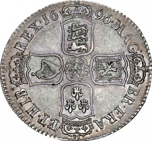 Halfcrown Reverse Image minted in UNITED KINGDOM in 1696B (1694-01 - William III)  - The Coin Database