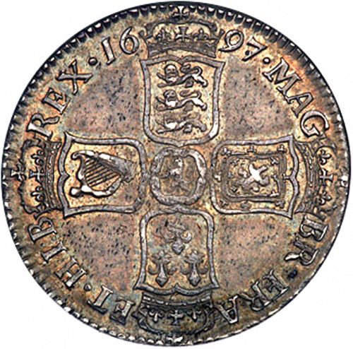 Halfcrown Reverse Image minted in UNITED KINGDOM in 1697 (1694-01 - William III)  - The Coin Database