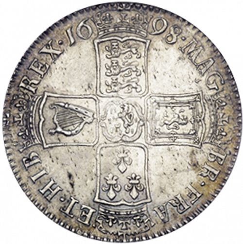 Halfcrown Reverse Image minted in UNITED KINGDOM in 1698 (1694-01 - William III)  - The Coin Database