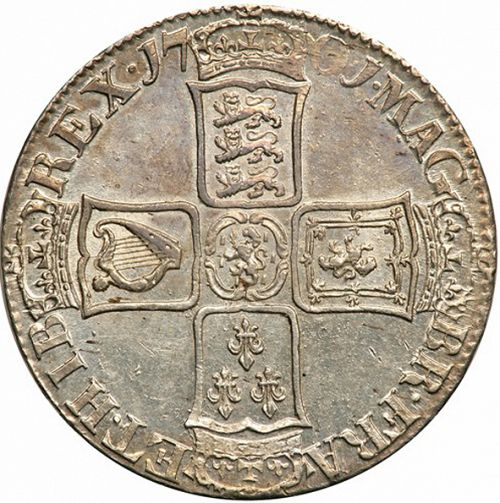 Halfcrown Reverse Image minted in UNITED KINGDOM in 1701 (1694-01 - William III)  - The Coin Database