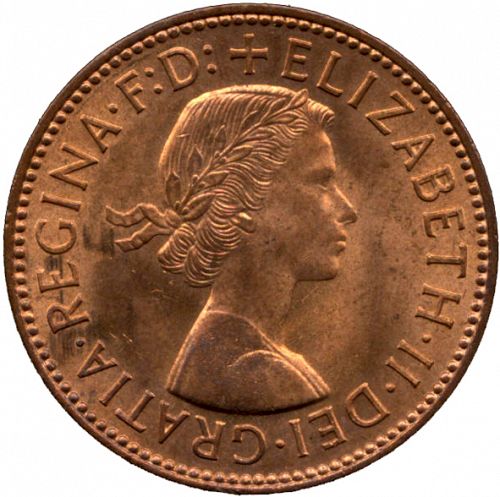 Halfpenny Obverse Image minted in UNITED KINGDOM in 1957 (1953-70  -  Elizabeth II)  - The Coin Database